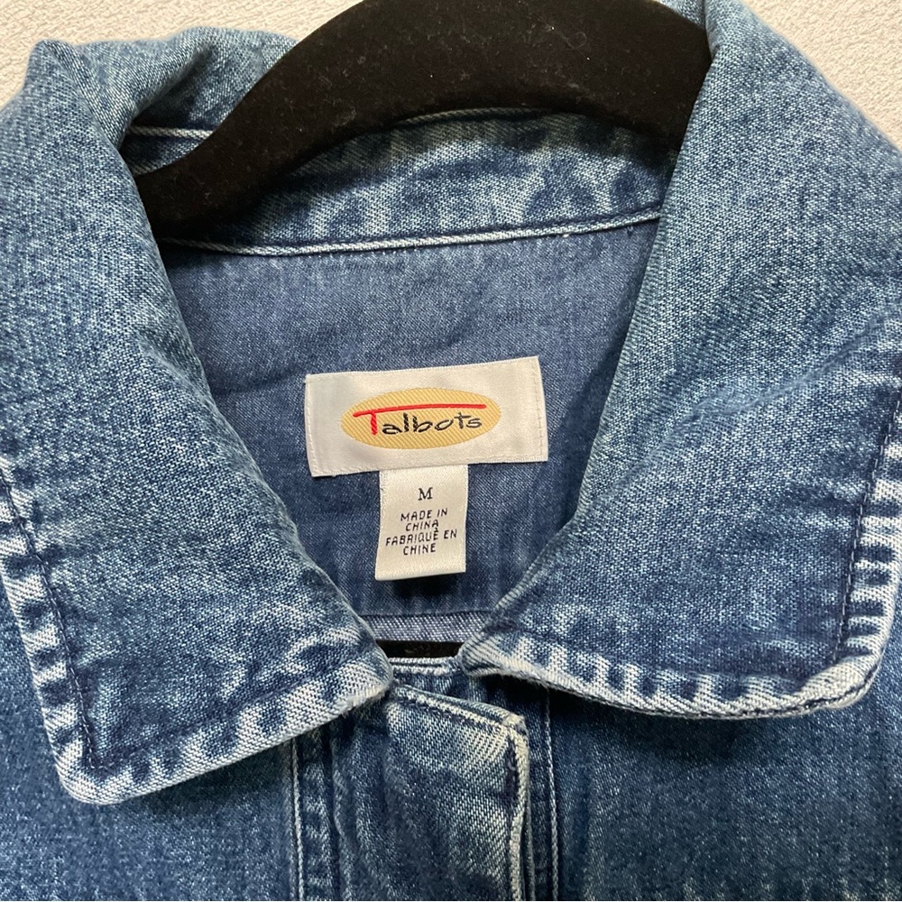 Talbots Mid Wash Collared Hidden Button Simple Je… - image 3